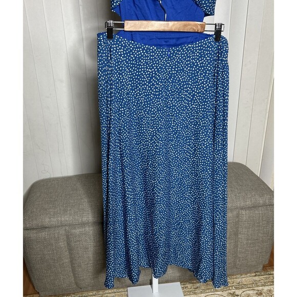 Rihoas Midi Dress Dress Blue with White Polka Dot Open Midriff Size XL NEW - Picture 6 of 9